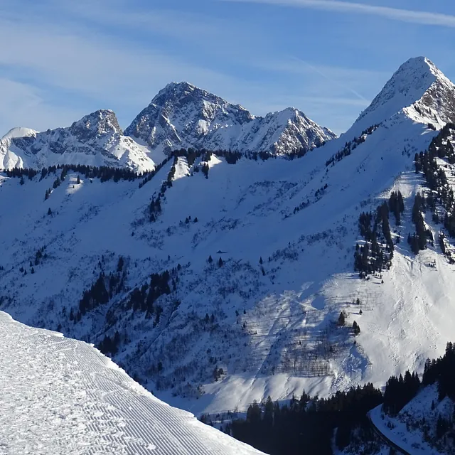 Winterwanderweg Damüls Blick auf Zafernhorn