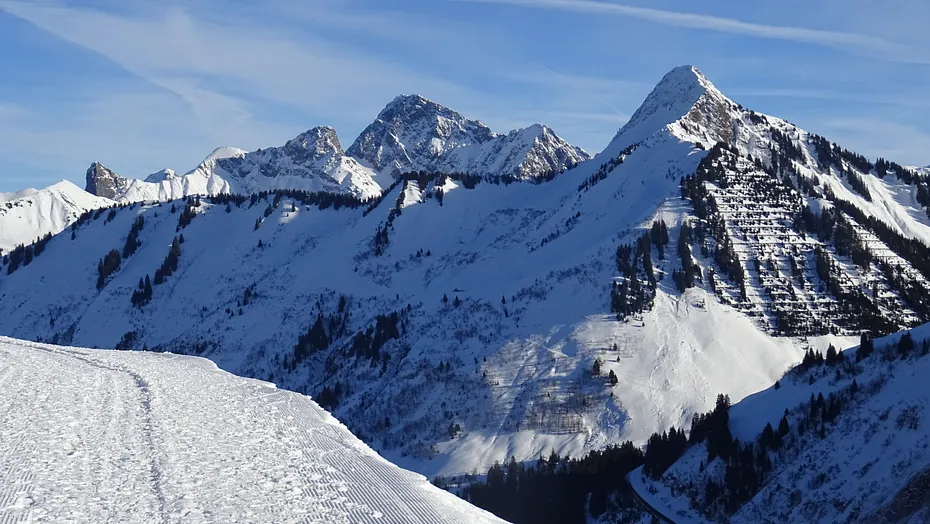 Winterwanderweg Damüls Blick auf Zafernhorn